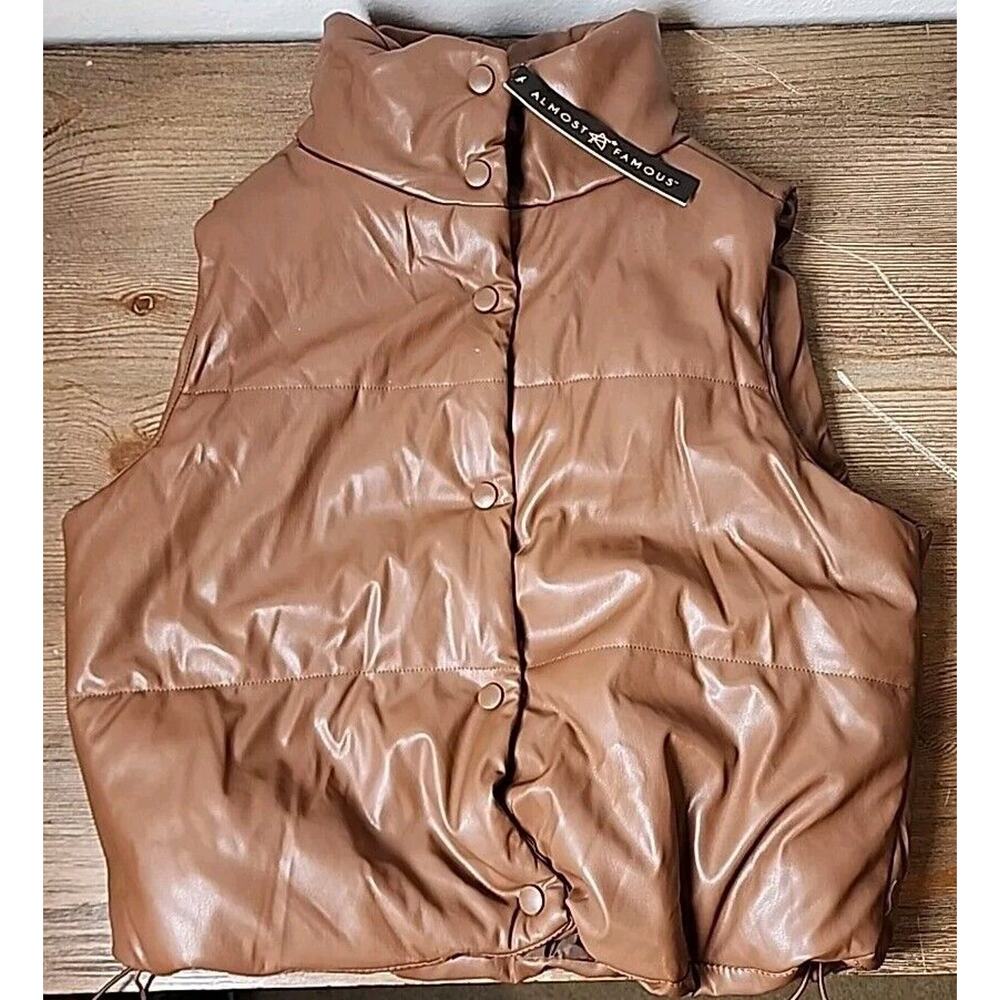 Almost Famous Faux Brown Leather Vest, Size - S